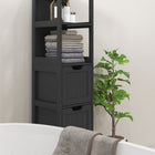 Kleankin - Armoire colonne étroite autoportante pour salle de bain - noir-Conception anti-basculement pour garantir la sécurité   