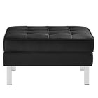 Modway - Loft Touffe Cuir végane Fauteuil et ensemble ottoman - Argent noir-8