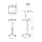 Amer Mounts - Chariot médical sur pied léger avec support de barre pour ordinateur portable-Dimensions de la surface supérieure 516 x 406 mm (20,31 pouces x 16 pouces)