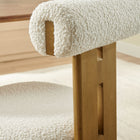 Modway - Torian Tissu Boucle Chaise à manger - Ivoire de chêne français - Ensemble de 2-Oreiller de dossier roulé pour le soutien