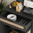 HOMCOM - Buffet 28 po L avec rangement - noir-La surface revêtue de mélamine résiste aux rayures et aux taches 