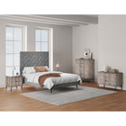 Manhattan Comfort - Dumbo table de chevet moderne, commode et commode haute 5 tiroirs - gris rustique - ensemble de 3-Comprend 9 tiroirs à extension totale conçus avec des lignes verticales texturées en relief