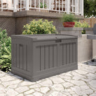 Suncast - Coffre de terrasse moyen 50 gal avec siège - Stoney-Parfait pour ranger les coussins, les fournitures de jardin et le bois de chauffage.