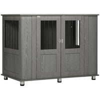 PawHut - Meuble caisse pour chien - table d’appoint niche pour très grands chiens - gris-Large plateau pour magazines, fournitures pour animaux, lampes de chevet et plus encore 