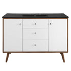 Modway - Transmit Évier simple 48" Vanette de salle de bain - Noir noyer-Portes doubles à fermeture douce