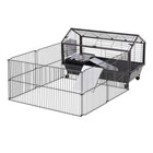 PawHut - Cage pour lapin, cochon d’Inde, furet avec enclos pliable et amovible - 34,5 po x 50,5 po x 22 po-Conçu avec une maison principale et un grand enclos, idéal pour les petits lapins de moins de 4 lbs, tels que le Holland Lop, le lapin à tête de lion, les lapereaux et autres petits animaux 