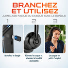 Delton - Casque/écouteurs Bluetooth 35X pour ordinateur avec dongle USB à appairage automatique et station de recharge rapide, noir-Prenez le contrôle de votre son grâce à des commandes de volume et de mise en sourdine faciles d'accès, ainsi qu'à un bouton multifonction réactif qui vous permet de garder le contrôle à chaque instant.