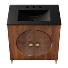 Modway - Vernon 30" Bois cannelé Armoire de coiffeuse avec évier - Noir noyer-8