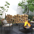 Outsunny - Porte-bûches 6 pi avec housse- support de rangement pour bois- noir-Housse en tissu Oxford 600D protégeant le bois des intempéries 