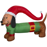 GEMMY - Chien teckel gonflable de Noël avec pull - 81 cm-S'illumine grâce à une lumière LED brillante et économe en énergie