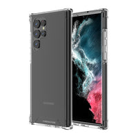 AXS - PROShield etui transparent teste contre les chutes pour Samsung Galaxy S22 Ultra, Noir-Coin renforçis absorbent les chocs en creant un coussin d'air entre l'appareil et les surfaces