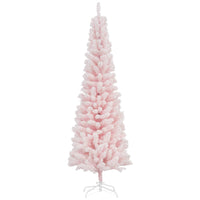 HOMCOM - Arbre de Noël artificiel fin floqué de neige artificielle 6pi-Le design floqué de neige ajoute une atmosphère hivernale 