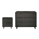 Manhattan Comfort - Granville commode et table de chevet modernes - gris foncé - ensemble de 2-Commode de chambre moderne-contemporaine avec une touche de glamour comprenant 1 commode et 1 table de nuit