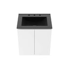 Modway - Bryn Support mural de 24" Vanette de salle de bain - Blanc Noir-Portes à fermeture douce