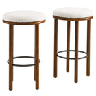 Modway - Fable Tissu Boucle Tabourets de bar - Ivoire de noyer - Ensemble de 2-Tabourets de bar de 30 pouces - Ensemble de 2
