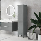 Kleankin - armoire de rangement de salle de bain haute avec étagères réglables - gris-Les pieds surélevés peuvent protéger vos objets de l’humidité 
