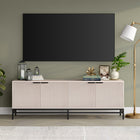 Hudson&Canal - Meuble TV Montello pour téléviseurs jusqu'à 78" - Blanc aulne-Construit en acier robuste et en matériaux MDF dans une finition blanche en aulne fabriquée à la main
