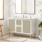Modway - Chaucer 48" Armoire de toilette de salle de bain (lavabo non inclus) - Blanc-Boutons d’armoire en métal