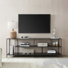 Hudson&Canal - Meuble TV Winthrop avec étagères métalliques pour téléviseurs jusqu'à 75" - Bronze noirci-Caractéristiques assemblage facile
