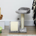 PawHut - Arbre à griffer pour chat 18 po avec maison et jouet suspendu - gris-Matériau : Panneau de particules, peluche, corde en sisal 