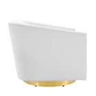 Modway - Twist Salon Accent Performance Velvet Chaise pivotante - Or Blanc-Socle pivotant en métal en or brossé