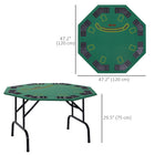 Soozier - Table De Poker Pliable 47 Po Pour 8 Joueurs Avec Porte-Gobelets- Vert-Disposition et règles professionnelles de Blackjack sur la surface de jeu 