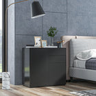 HOMCOM - Buffet latéral à haute brillance 31,1 po L avec 2 tiroirs - noir-Convient au salon, à la salle à manger et au bureau 