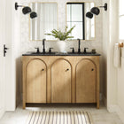Modway - Appia Double évier 48" Vanette de salle de bain - Noir de chêne-Construction en parement de bois de manguier et MDF