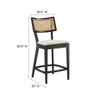 Modway - Caledonia Tabourets de comptoir - Noir beige - Ensemble de 2-Cadre en bois d’orme