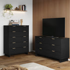 Manhattan Comfort - Granville commode moderne et double commode - noir - ensemble de 2-Recommandé pour les téléviseurs jusqu'à 50 pouces