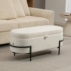 HOMCOM - Banc ottoman de rangement avec couvercle relevable, repose-pieds - blanc crème-Une construction robuste et des pieds en acier supportent en toute sécurité jusqu'à 484 lb (220 kg) 