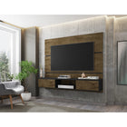 Manhattan Comfort - Centre de divertissement flottant Vernon 62,99 po style mid-century moderne - brun rustique et noir-Recommandé pour un téléviseur jusqu'à 55 pouces