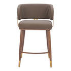Zuo - Brew Tabouret de comptoir - Brun/Noyer-Tissu en faux cuir doux et durable