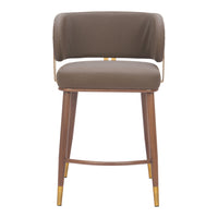 Zuo - Brew Tabouret de comptoir - Brun/Noyer-Tissu en faux cuir doux et durable