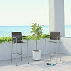 Modway - Shore Terrasse extérieure Aluminium Tabouret de bar - Gris argenté - Ensemble de 2-Panneaux d’accent en bois plastique