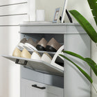 HOMCOM - Armoire à chaussures étroite avec tiroirs basculants et étagère réglable pour entrée - gris-Le dispositif anti-basculement assure une sécurité supplémentaire 