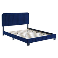 Modway - Celine Chenal Touffé Performance Velvet Lit de plateforme King, Marine-Lit de plateforme King