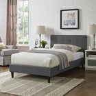 Modway - Linnea Lit simple, Gris-Système de support en bois de peuplier à lattes