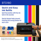 Brother - TD180BKS Bouteille d’encre noire authentique à haut rendement-Compatible avec les imprimantes INKvestment Tank de Brother suivantes : MFC-T580DW, MFC-T780DW et MFC-T980DW