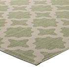 Modway - Cerelia Treillis marocains intérieurs et extérieurs Tapis de 5 pi l x 8 pi L - Beige et vert clair-Haute densité / Tissé à la machine
