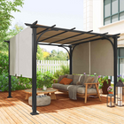 Outsunny - tonnelle de patio extérieure 10 pi l x 10 pi L - beige-Colonnes en acier avec revêtement en poudre et supports triangulaires pour la solidité et la stabilité