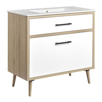 Modway - Maverick 36" Vanette de salle de bain - Chêne blanc-Vanité de salle de bain moderne de 36"
