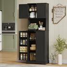 HOMCOM - Armoire de garde-manger haute 71,5 po avec porte-épices - noir-Étagères réglables pour une organisation personnalisable 