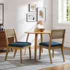 Modway - Nimba Faux rotin Tissu Chaises de salle à manger Ensemble de 2 - Heathered Weave Azure-Cadre en caoutchouc