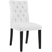 Modway - Duchess Bouton touffé Cuir végane Chaise à manger - Blanc-Chaise de salle à manger à touffes boutonnées