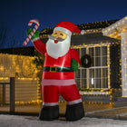 HOMCOM - 8 pieds Noël Vacances Jardin Gonflable Extérieur - Lumière LED - Rouge-Couleurs principales : rouge, blanc, vert 