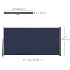 Outsunny - Store latéral rétractable 118 po L x 63 po l avec résistance aux rayons UV et au vent - bleu foncé-Tissu en polyester avec revêtement PA, respirant, imperméable, résistant aux UV et facile à nettoyer
