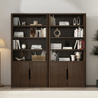 Manhattan Comfort - Rivington bibliothèque moderne à 4 étagères 40" avec portes Lot de 2 - Noyer-Quatre étagères ouvertes spacieuses offrent un généreux espace de rangement pour des livres, des objets de décoration ou des paniers