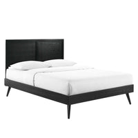 Modway - Marlee Bois Lit à plateforme complet avec pieds écartés, Noir-Cadre complet de plate-forme