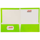 JAM Paper - Chemise de présentation brillante à 2 pochettes - vert lime - Paquet de 6-Quantité : 6 dossiers par paquet | Un pour chaque sujet et projet